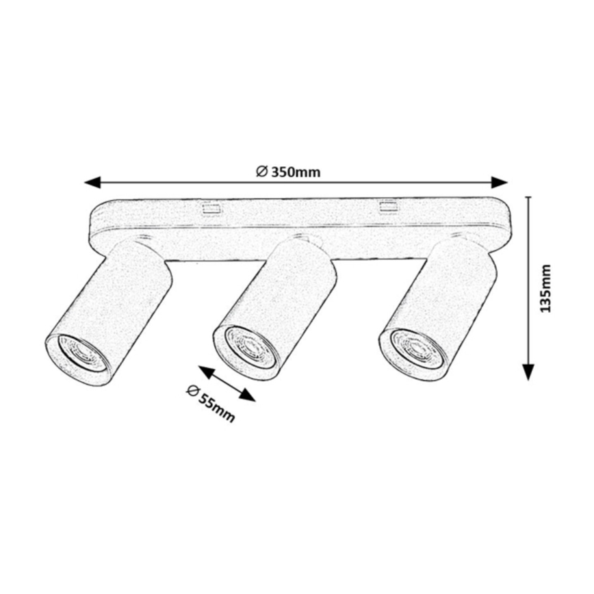 Rabalux - Lámpara de focos 3xGU10/7W/230V, negra