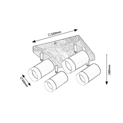 Rabalux - Foco de techo 4xGU10/5W/230V roble