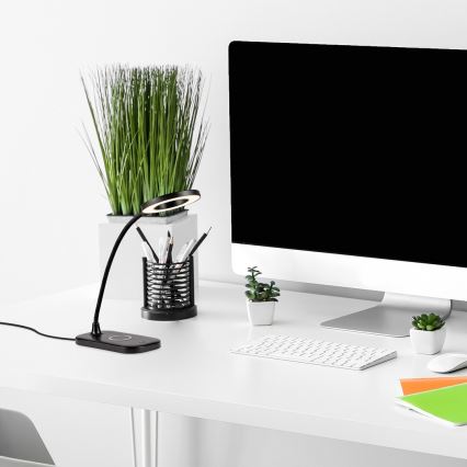 Rabalux - Lámpara de mesa regulable LED táctil con cargador inalámbrico LED/5W/5V 2700-6000K negro