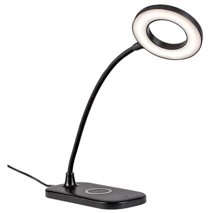 Rabalux - Lámpara de mesa regulable LED táctil con cargador inalámbrico LED/5W/5V 2700-6000K negro