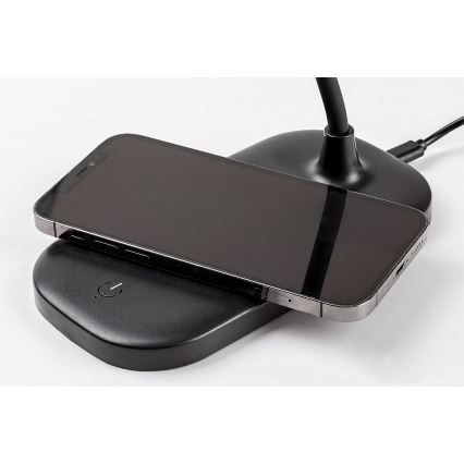 Rabalux - Lámpara de mesa regulable LED táctil con cargador inalámbrico LED/5W/5V 2700-6000K negro