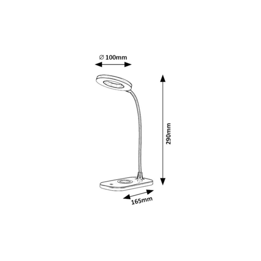Rabalux - Lámpara de mesa regulable LED táctil con cargador inalámbrico LED/5W/5V 2700-6000K blanco