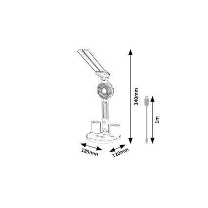 Rabalux - Lámpara de mesa LED regulable con ventilador LED/7W/5V 3000/4000/6500K