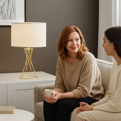 Rabalux - Lámpara de mesa 1xE27/40W/230V dorada/blanca