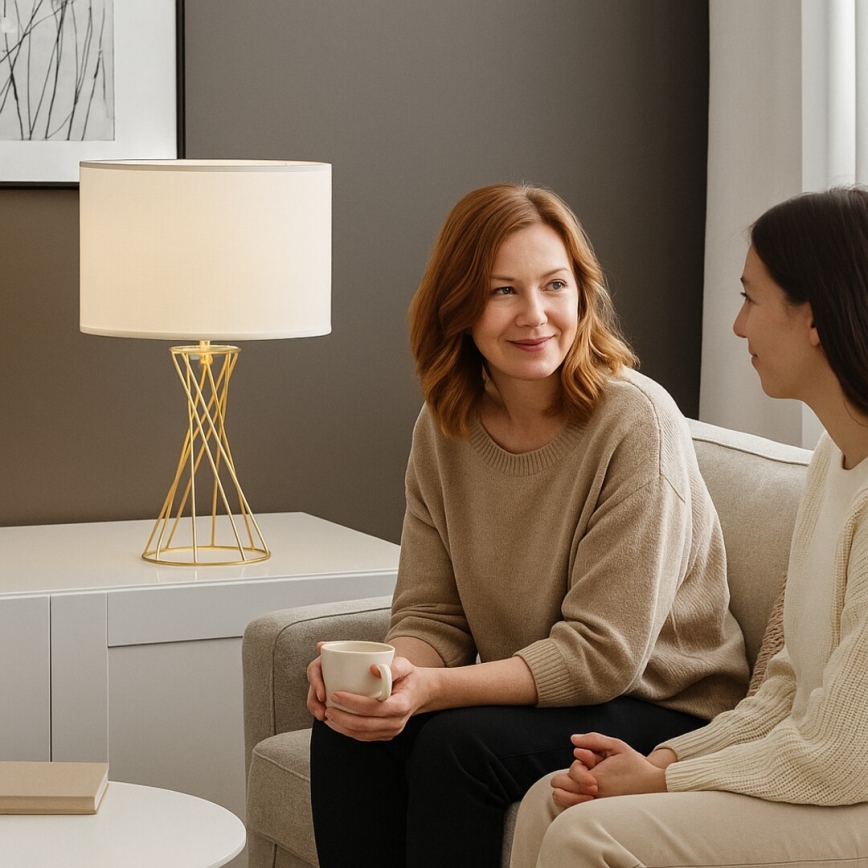 Rabalux - Lámpara de mesa 1xE27/40W/230V dorada/blanca