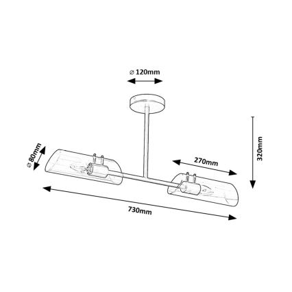 Rabalux - Lámpara colgante de baño 2xE14/12W/230V IP44 negro
