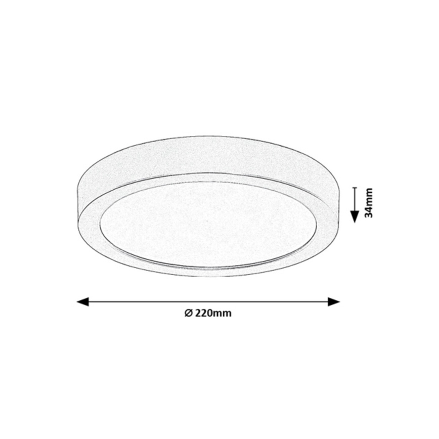 Rabalux - Lámpara de techo LED para baño, 24W/230V, Ø 22 cm, IP44, blanca