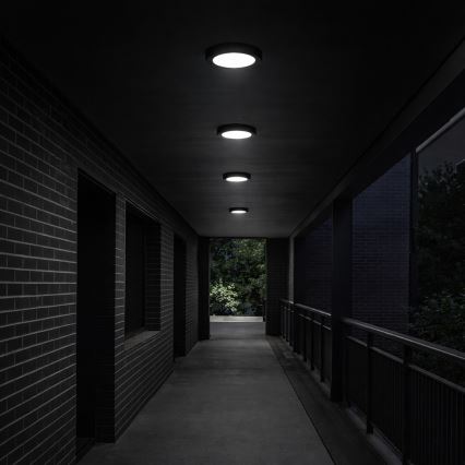 Rabalux - Luminaria LED de techo para baño, 24W/230V, Ø 22 cm, IP44, negra