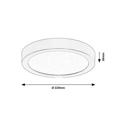 Rabalux - Luminaria LED de techo para baño, 24W/230V, Ø 22 cm, IP44, negra