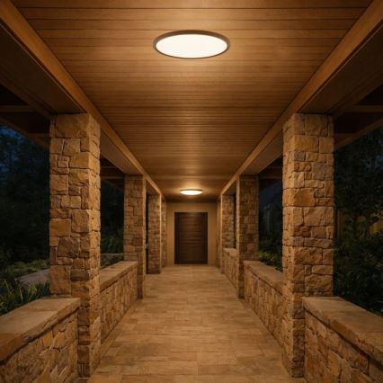 Rabalux - Plafón LED para baño, 18W, 230V, 3000/4000/6000K, Ø 29 cm, IP44, marrón