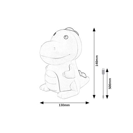 Rabalux 76021 - Lámpara LED RGB regulable para niños DINOO LED/0,45W/5V