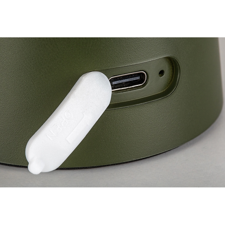 Rabalux - Lámpara exterior LED recargable con control táctil y regulable LED/1,5W/5V IP44 1200 mAh USB verde