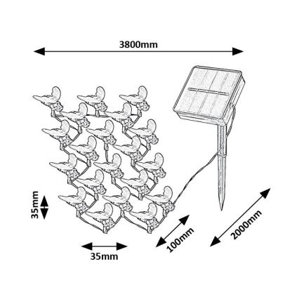 Rabalux - Cadena solar LED 20xLED/0,06W/1,2V IP44 600 mAh