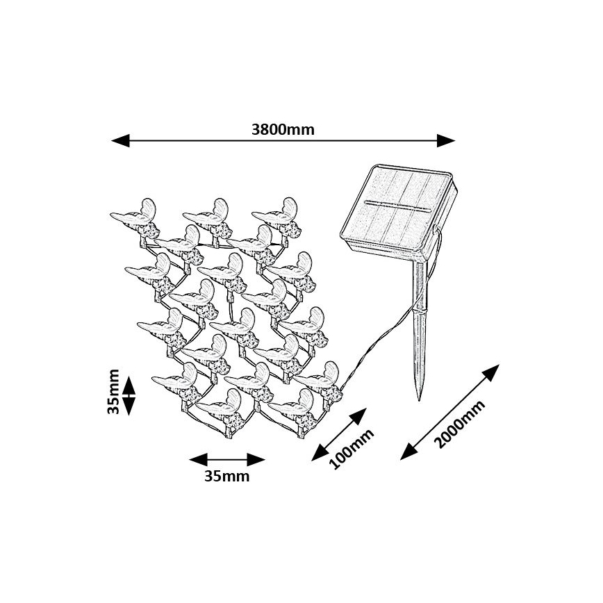 Rabalux - Cadena solar LED 20xLED/0,06W/1,2V IP44 600 mAh