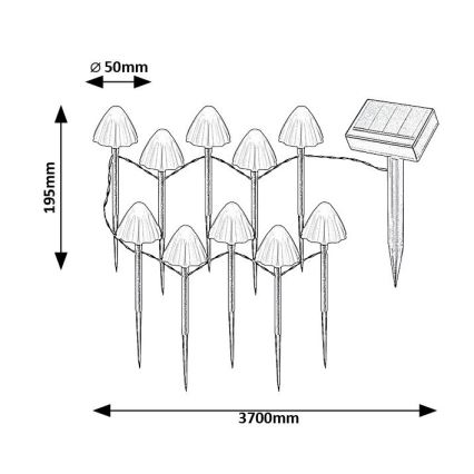 Rabalux - Lámpara solar LED 10xLED/0,2W/1,2V IP44