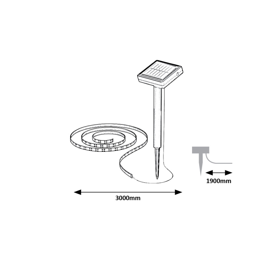 Rabalux - Tira solar LED ANSOO LED/0,26W/3,2V 4,9 m IP44 400 mAh