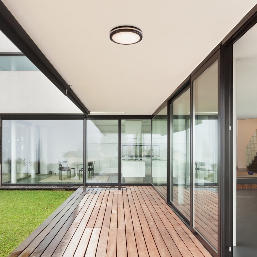 Rabalux - Plafón LED para baño, 28 W, 230 V, 3000/4000/6500 K, IP54, negro, diámetro 30 cm