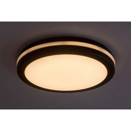 Rabalux - Plafón LED para baño, 28 W, 230 V, 3000/4000/6500 K, IP54, negro, diámetro 30 cm