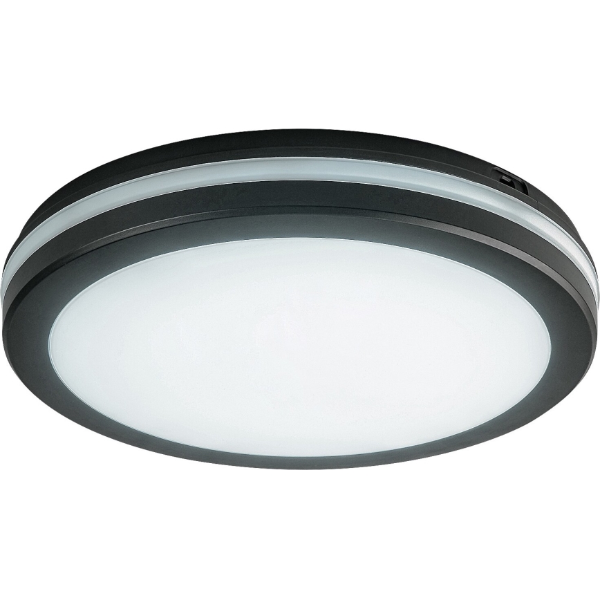 Rabalux - Plafón LED para baño, 28 W, 230 V, 3000/4000/6500 K, IP54, negro, diámetro 30 cm