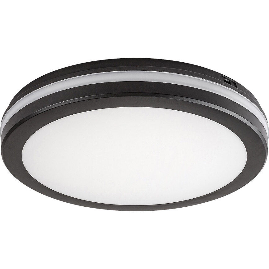 Rabalux - Plafón LED para baño, 28 W, 230 V, 3000/4000/6500 K, IP54, negro, diámetro 30 cm