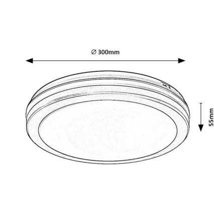 Rabalux - Plafón LED para baño, 28 W, 230 V, 3000/4000/6500 K, IP54, negro, diámetro 30 cm
