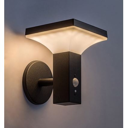 Rabalux - Lámpara de pared solar LED con sensor LED/4W/230V IP44 negra 2200 mAh