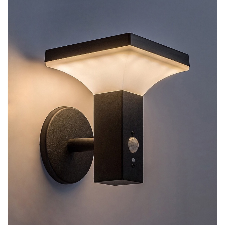 Rabalux - Lámpara de pared solar LED con sensor LED/4W/230V IP44 negra 2200 mAh