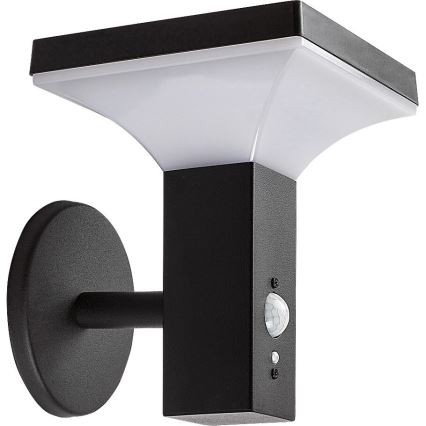 Rabalux - Lámpara de pared solar LED con sensor LED/4W/230V IP44 negra 2200 mAh