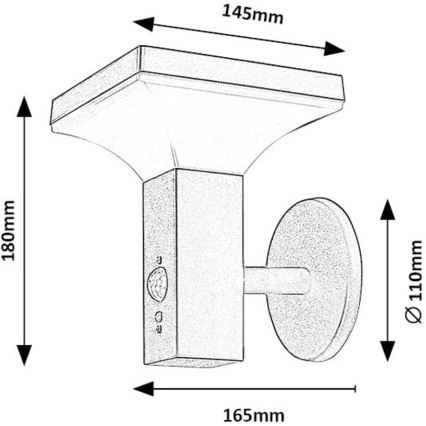 Rabalux - Lámpara de pared solar LED con sensor LED/4W/230V IP44 negra 2200 mAh