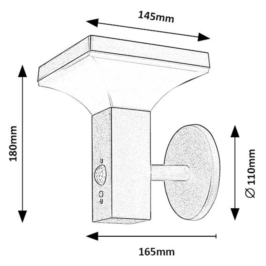 Rabalux - Lámpara de pared solar LED con sensor LED/4W/230V IP44 negra 2200 mAh