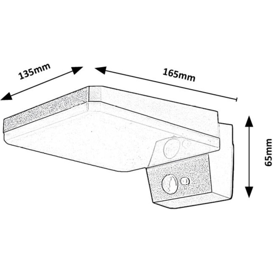 Rabalux - Lámpara solar de pared LED regulable con sensor LED/4,4W/3,7V IP54 negra 2200 mAh