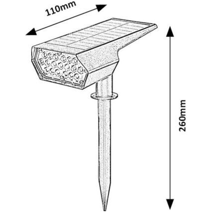Rabalux - Lámpara solar LED LED/0,5W/3,7V IP65 negra 3000 mAh