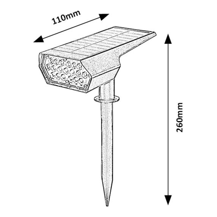 Rabalux - Lámpara solar LED LED/0,5W/3,7V IP65 negra 3000 mAh