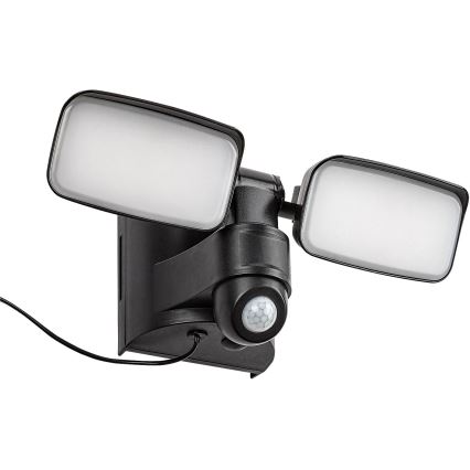 Rabalux - Lámpara solar LED de pared flexible con sensor y panel externo 2xLED/5W/3,7V IP54 negro 600 mAh