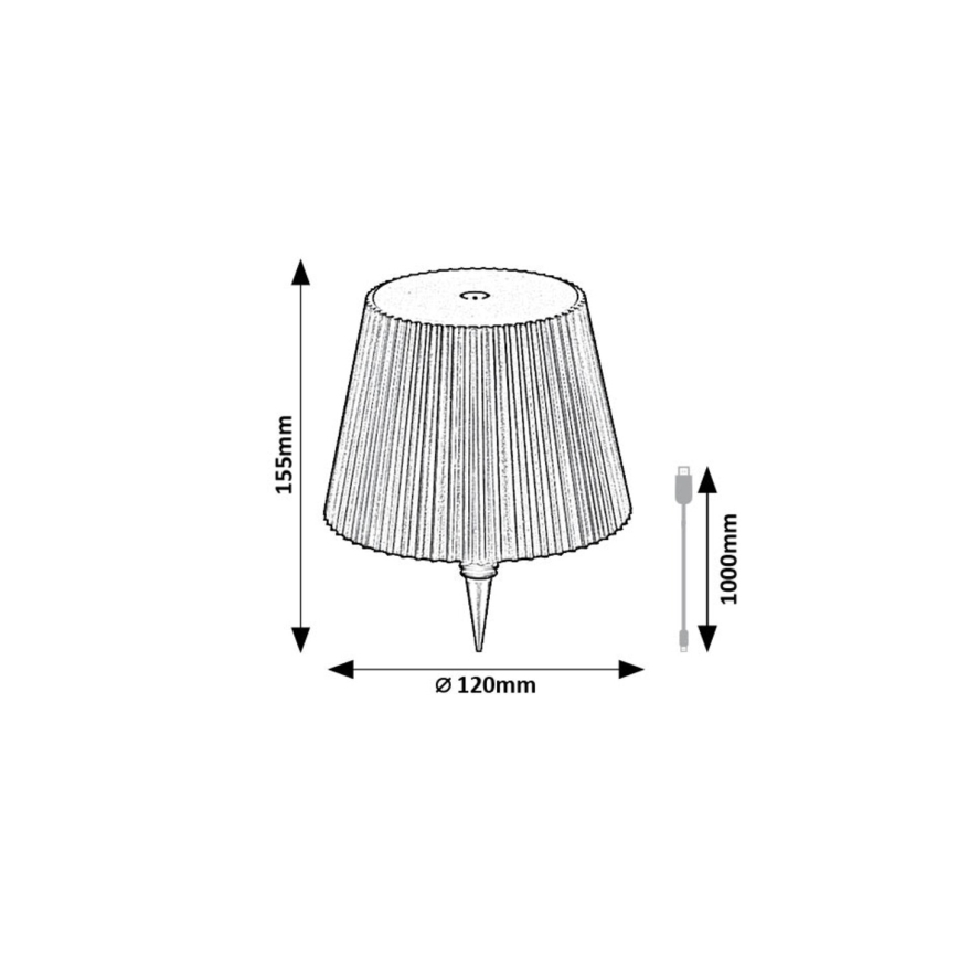 Rabalux - Pantalla de botella LED recargable y regulable LED/2W/5V IP44