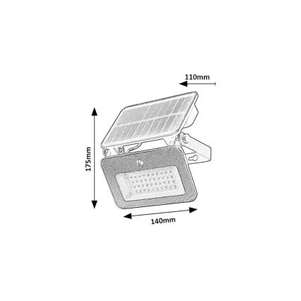 Rabalux - Foco solar LED con sensor LED/6W/3,7V 3000/4000/6500K IP65 2200 mAh