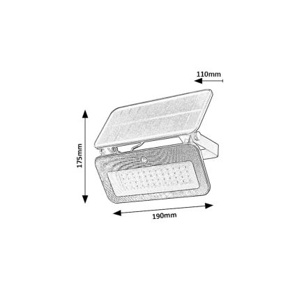 Rabalux - Foco solar LED con sensor LED/8W/3,7V 3000/4000/6500K IP65 2600 mAh