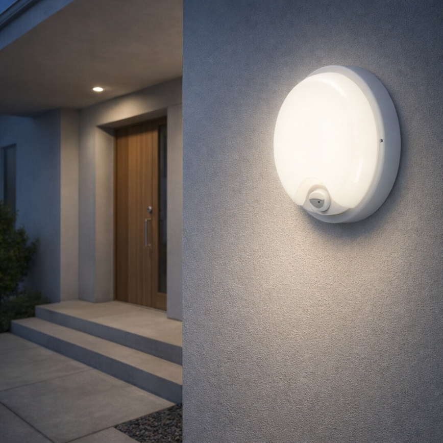 Rabalux - Aplique de pared LED para exterior con sensor, 18 W, 230 V, IP65, blanco