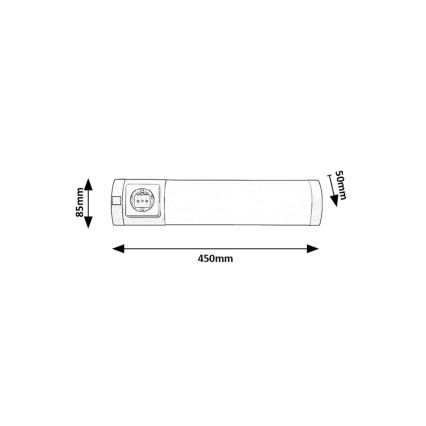 Rabalux - Iluminación LED bajo mueble con toma LED/5W/230V 4000K 45 cm cromo mate