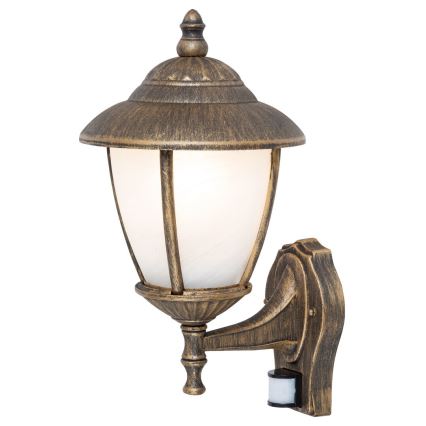 Rabalux - Lámpara de pared exterior con sensor 1xE27/60W/230V IP43 dorado
