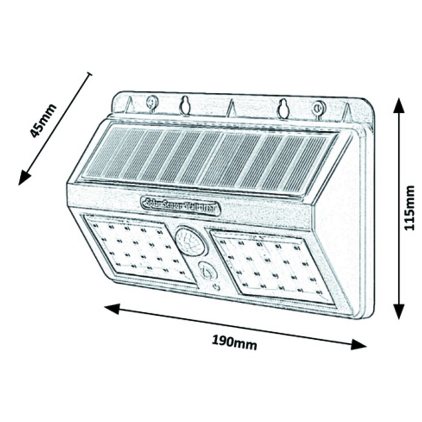 Rabalux - Lámpara de pared solar LED con sensor IP44 1200 mAh