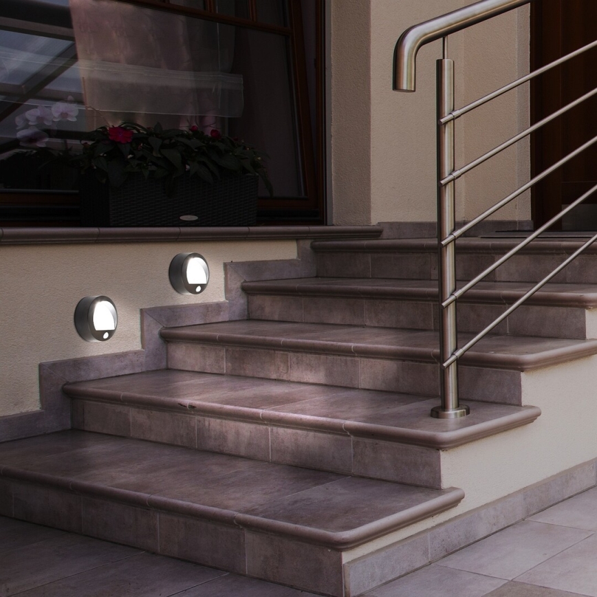 Rabalux - Aplique LED exterior con sensor LED/1,5W/3xAA IP44 negro