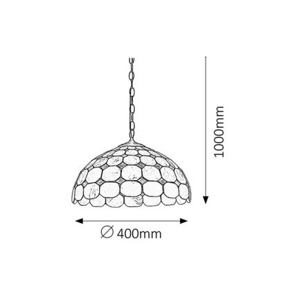 Rabalux - Tiffany Lámpara colgante de vidriera con cadena 2xE27/60W/230V