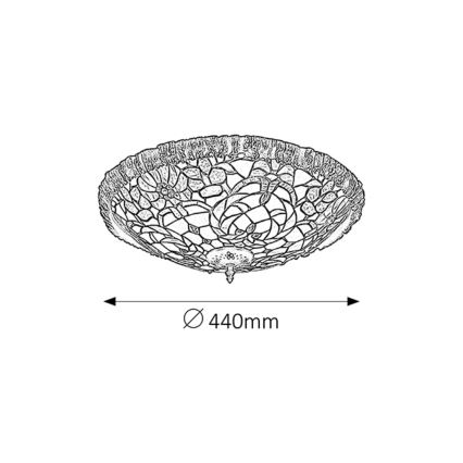 Rabalux - Tiffany, lámpara de techo con vitral, 2xE27/60W/230V, Ø 44 cm
