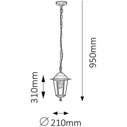 Rabalux - Lámpara colgante exterior 1xE27/60W/230V