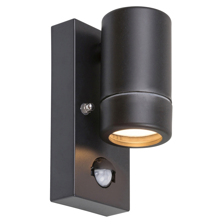 Aplique de exterior con sensor 1xGU10/10W/230V IP44 negro