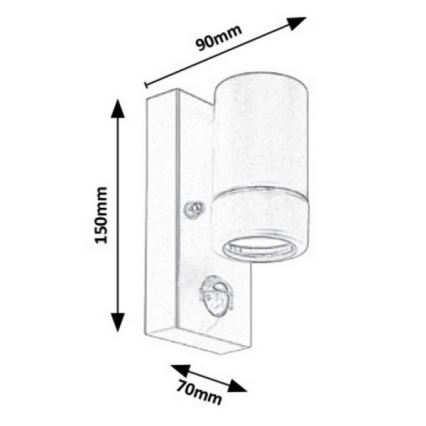 Rabalux - Aplique de exterior con sensor 1xGU10/10W/230V negro IP44