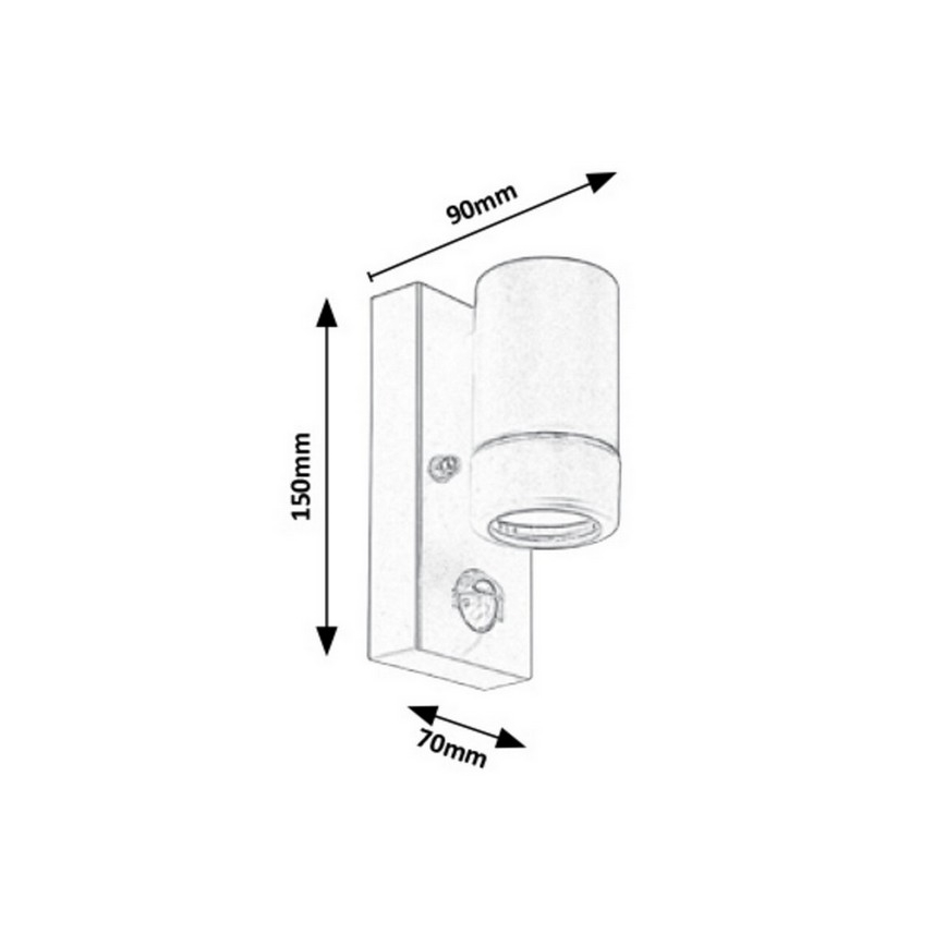 Rabalux - Aplique de exterior con sensor 1xGU10/10W/230V negro IP44