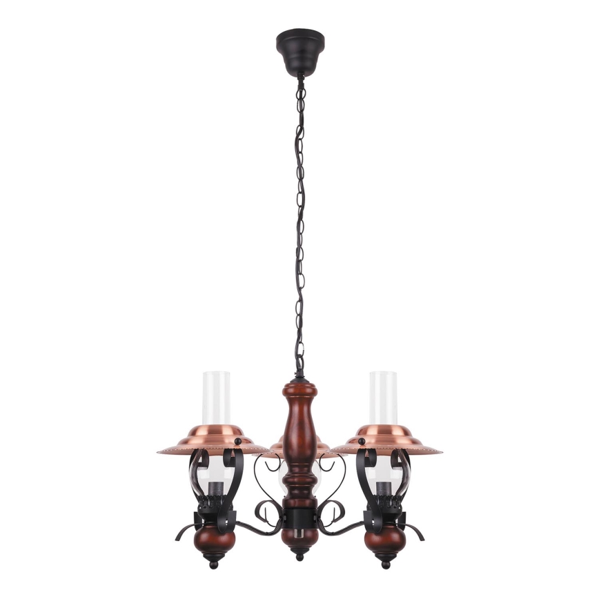 Rabalux - Lámpara colgante con cadena 3xE14/40W/230V nogal