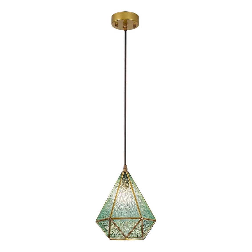 Rabalux - Lámpara de araña de cristal Tiffany en una cadena 1xE14/40W/230V azul/dorado